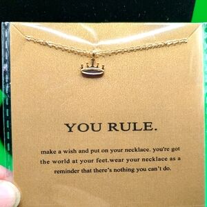 💥3/$20 Princess Crown Necklace Pendant Gold color Dainty "You Rule"!